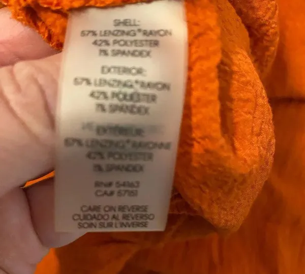 Burnt Orange Calvin Klein Dress v-neck sleeveless fit and flare ruffle - Image 4