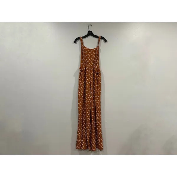 American Eagle Orange Floral Jumpsuit Medium Long - Image 3