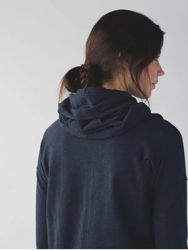 Lululemon Stress Less Hoodie Heathered Naval Blue Size 12 - Image 5