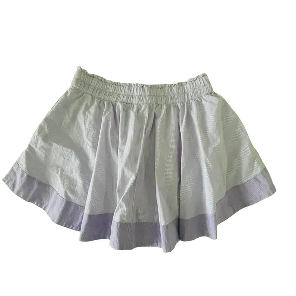 Aerie Lavender Stripe Skort Mini Skirt Button Front Size Medium - Image 9