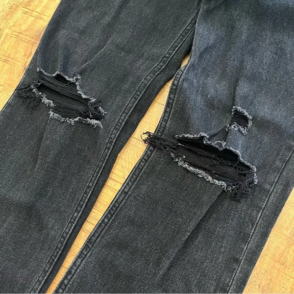 Abercrombie & Fitch‎ Ankle Straight Jeans 27 4 Ultra High Rise Black Distressed - Image 8