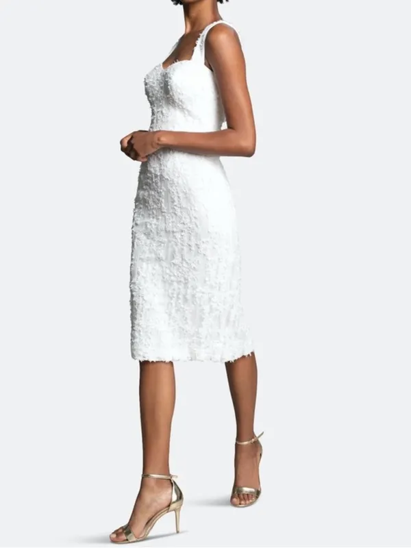 Dress the Population Nicole Floral Appliqué Bridal MIDI Dress - Image 2