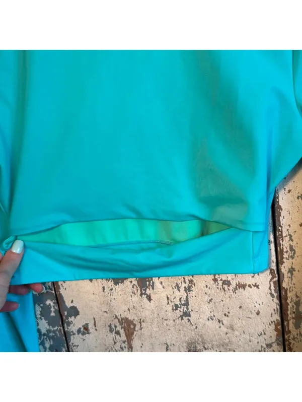 Jolyn Taranaki Long Sleeve Crop Cut-out Rashguard Teal, size Large - Image 2
