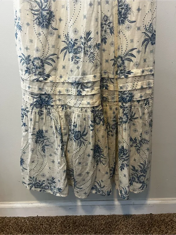 Free People Golden HourCream Maxi Dress with Blue Floral Print - Image 6