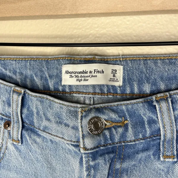 abercrombie fitch jeans 8 Long‎ 90s Relaxed High Rise 29 Light Blue Classic - Image 3
