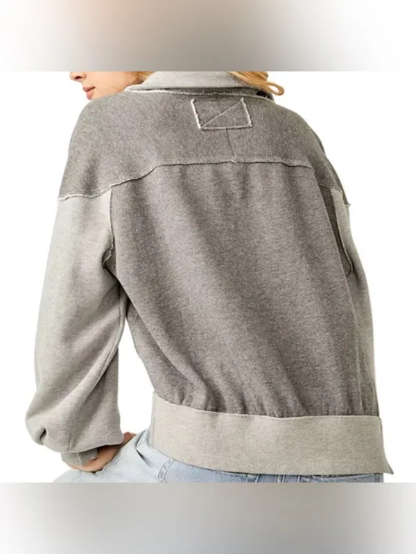 Free People We the Free Kassey Half Zip - Heather grey combo - Small - Image 8