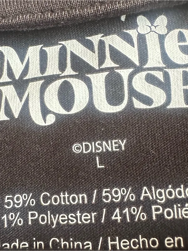 Disney Minnie Mouse Strawberry Sweet Black Graphic T-Shirt Large - Image 6
