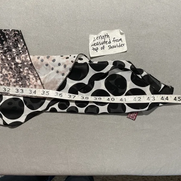 Sheer Asymmetrical Duster Size S M Black Pink Polka Dot Artsy Drape Flowy Chic - Image 9