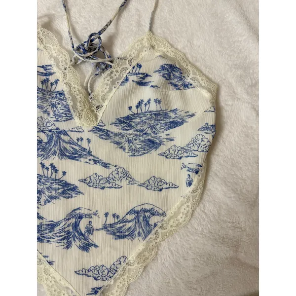 Frankies Bikinis Breeze Lace Tank size S Surfer Dude Print - Image 3