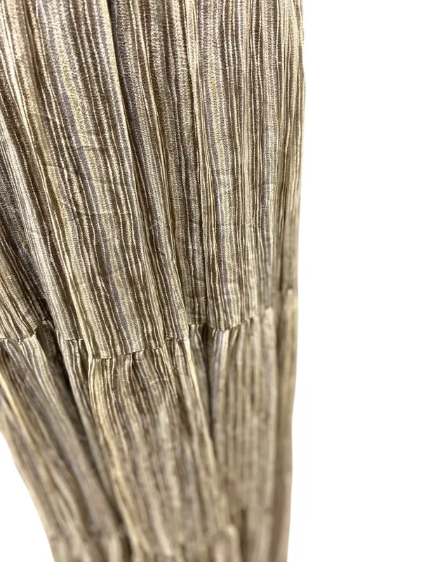 Jonathan Martin Y2K Silk Halter Striped Maxi Dress Beige Size 16 Coastal Beach - Image 9