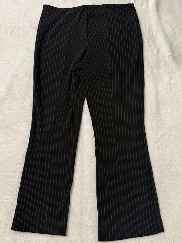 Maeve Anthropologie Margot Kick-Flare Cropped Pinstripe Pants Black - Image 6
