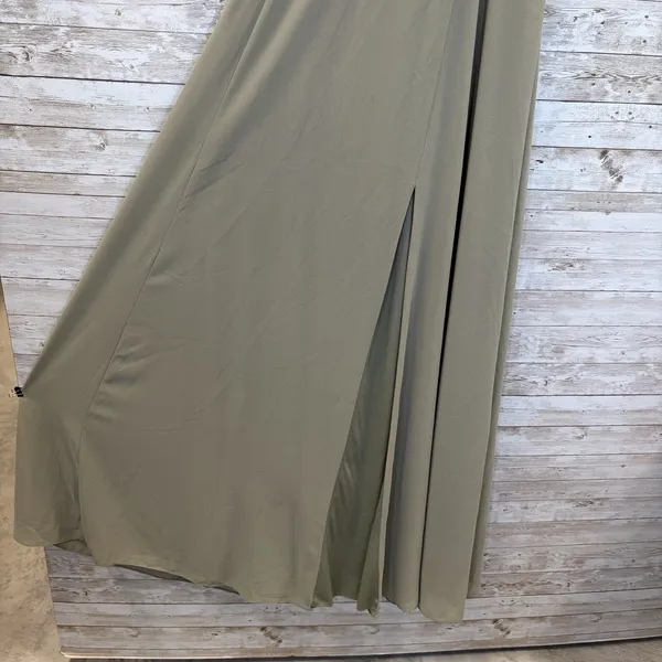 DB Studio Celebrate Womens 8 Maxi Dress Sage Green Leg Slit Sweetheart Neckline‎ - Image 6