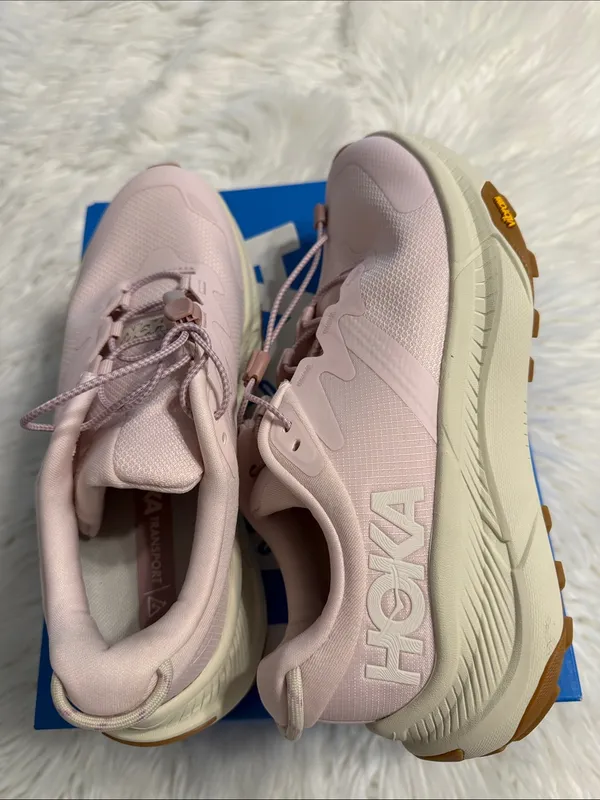 Hoka Transport Pale Pink /Lilac Trail Sneakers with Cream Midsole size 7 - Image 9