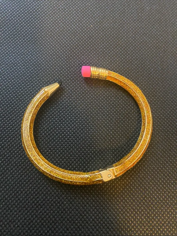 Betsey Johnson Gold Pencil-Style Bangle Bracelet with Pink Accent - Image 2