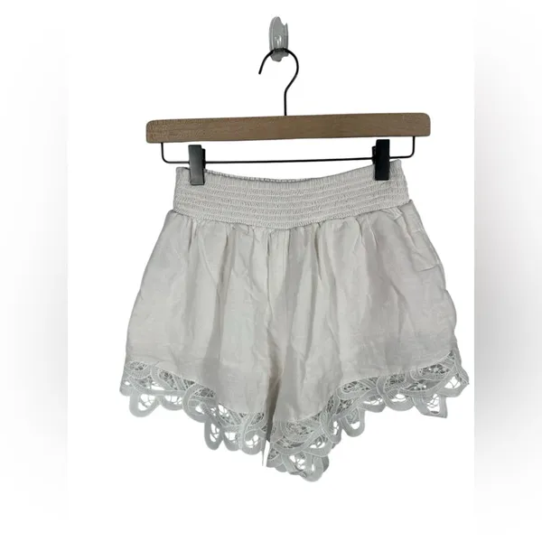 American Eagle White Lace Trim Shorts XS Boho Smocked Waist Lightweight‎ - Image 3