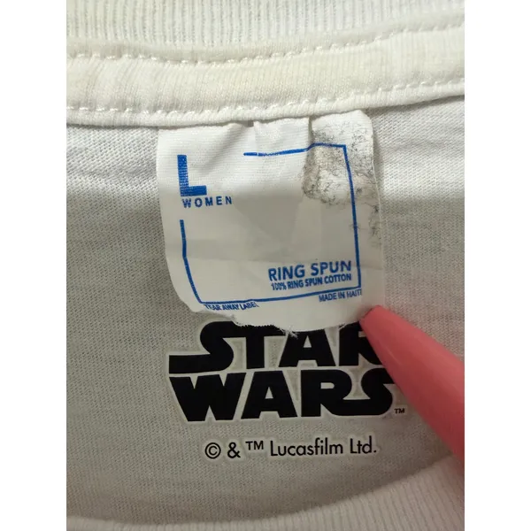 Star Wars Han Solo Chewbacca R2-D2 Graphic Tee Large White Womens Large Cotton - Image 3