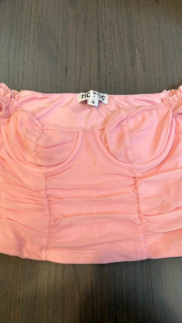 Tic Toc Pink Ruched Crop Top - Image 5