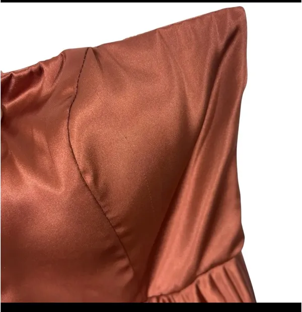 LULU'S NWT Perfected Elegance Mauve Satin Pleated Strapless Maxi M - Image 3