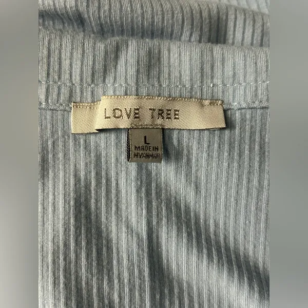 Love Tree Women Form Fitting Light Blue Collared Short Sleeve Textured Dress LG - Image 10