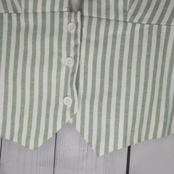 Cider Green And White Striped Women's Cropped Preppy Coastal Corporate Vest NWT - Image 4