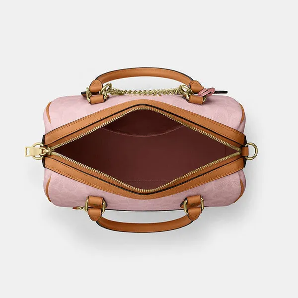 Coach Rowan Satchel Bag Signature Canvas With Charms Gold/Powder Pink CEA18 NWT - Image 18