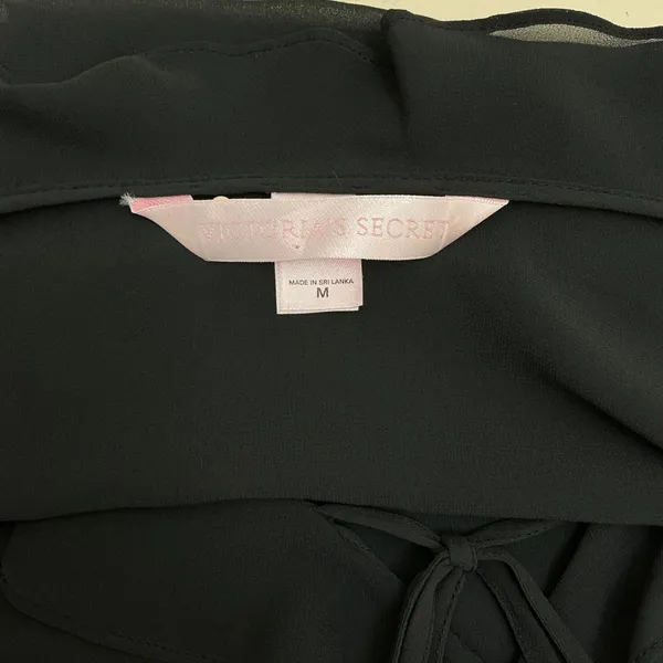 Victoria's Secret Sheer Black Ruffle Blouse M Y2K Whimsigoth Dark Academia VTG - Image 6