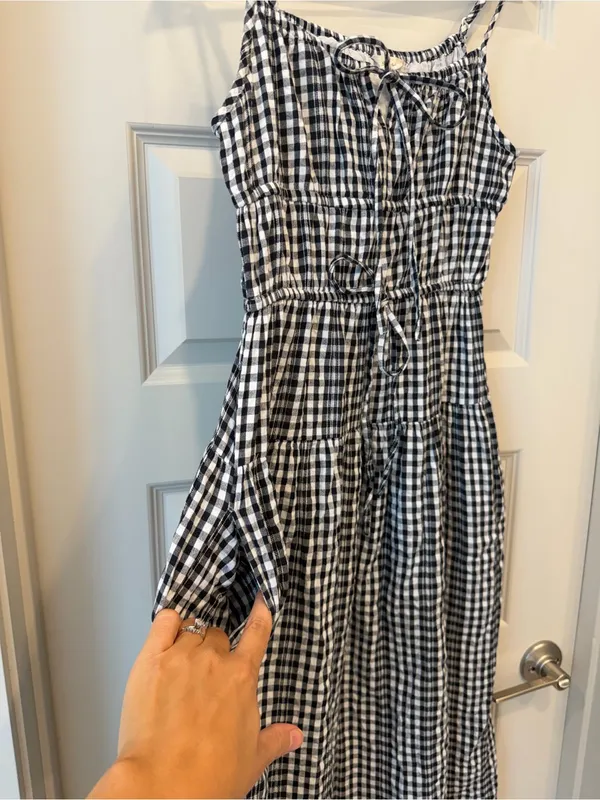Cotton Gingham Sleeveless Dress Medium - Image 5