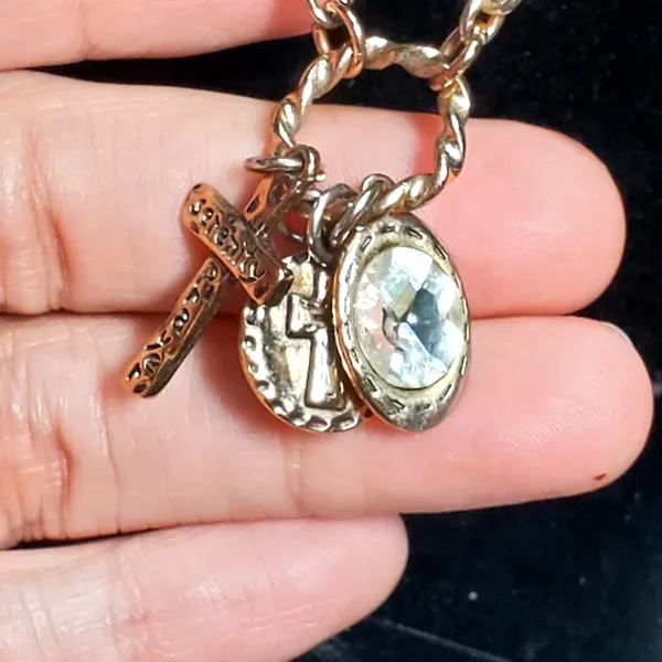 Cato C 1946 Serenity Prayer Necklace 34" Religion Spiritual Cross Rhinestone - Image 3