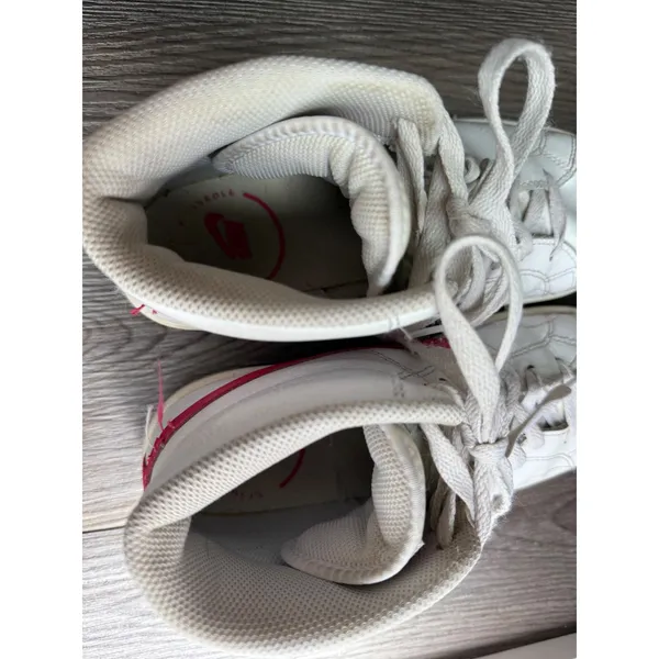 Retro Nike High‎ Top White Pink Stripe Sneakers Shoes Women's Size 8.5 - Image 4
