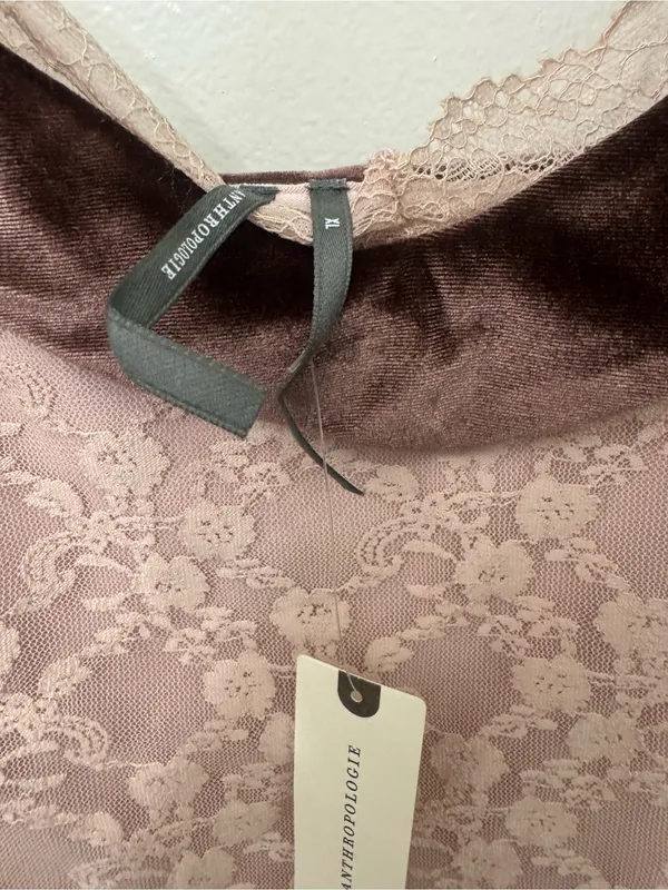 NWT By Anthropologie Velvet Trim Lace Tank Top | Romantic Cami - Image 4
