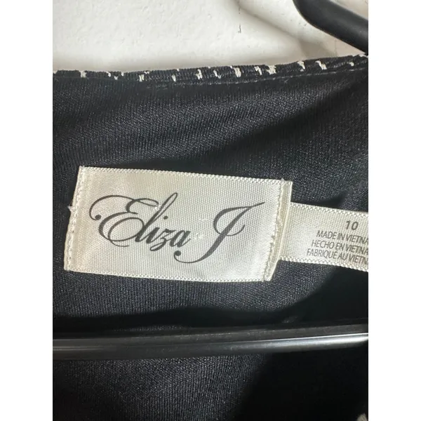 Eliza J Womens Black White‎ Chevron Popover Sheath Dress Sleeveless Size 10 - Image 6