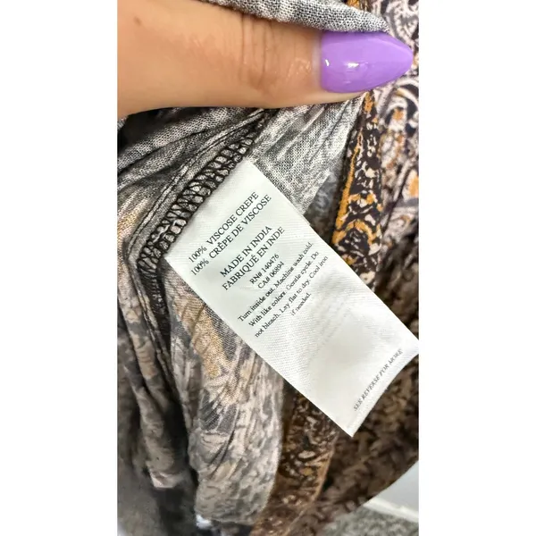 Faherty Isabella Dress Black Belmar Paisley Viscose Crepe Maxi WDH2104-BLB Small - Image 5