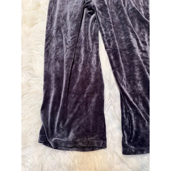 24/7 By Soma Women's Sz XL Cropped Wide Leg Lounge Pant Dark Gray Velour Pockets - Image 6