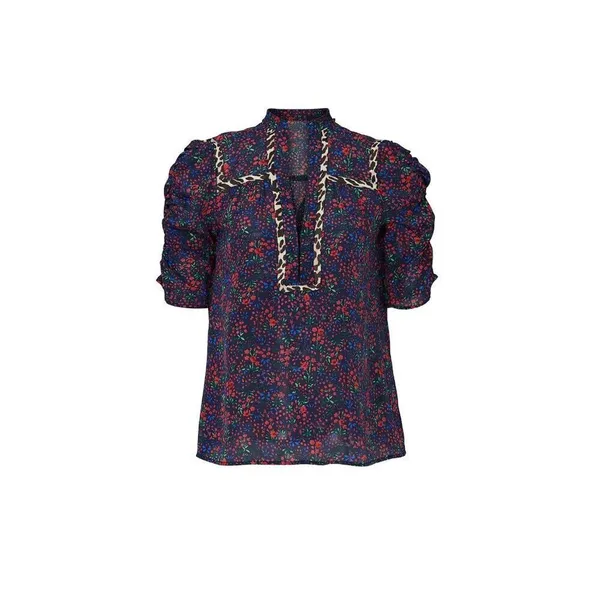 Nanette Lepore Ditsy Daze Top in Blue 4 Womens Silk Floral Blouse - Image 10