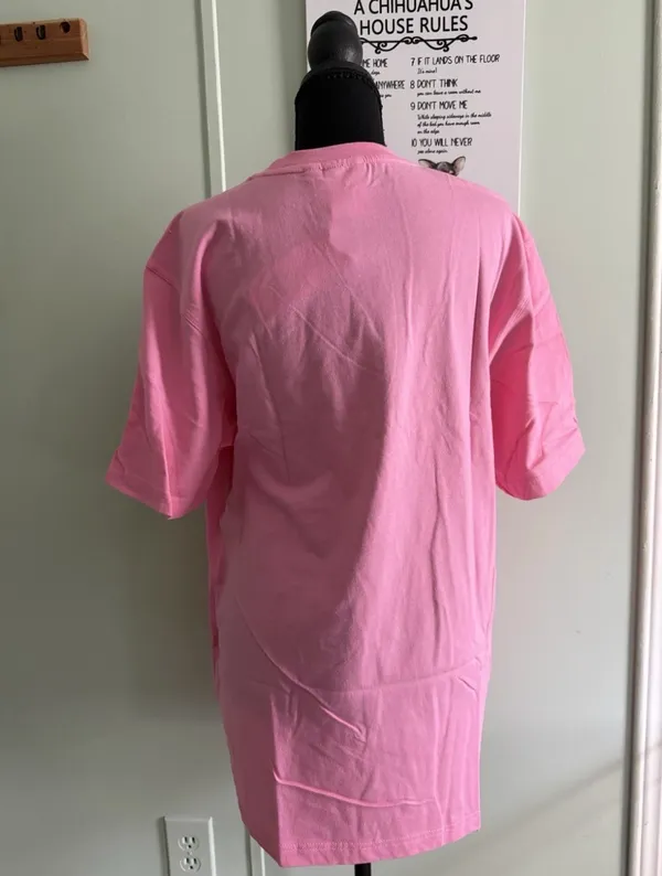 Adidas Pink Tee with Black Trefoil Logo Men’s Size M - Image 3