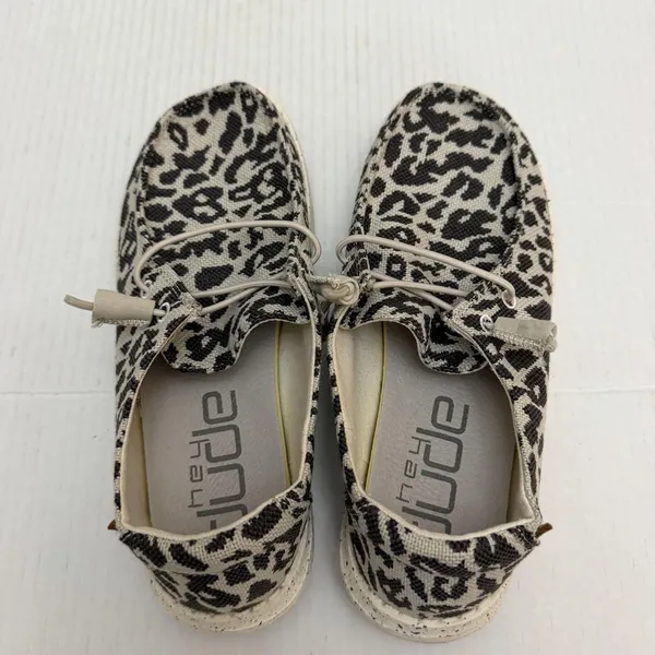 Hey Dude Wendy Woven Cheetah Shoes Womens 7 Beige Animal Print Slip On Canvas - Image 7