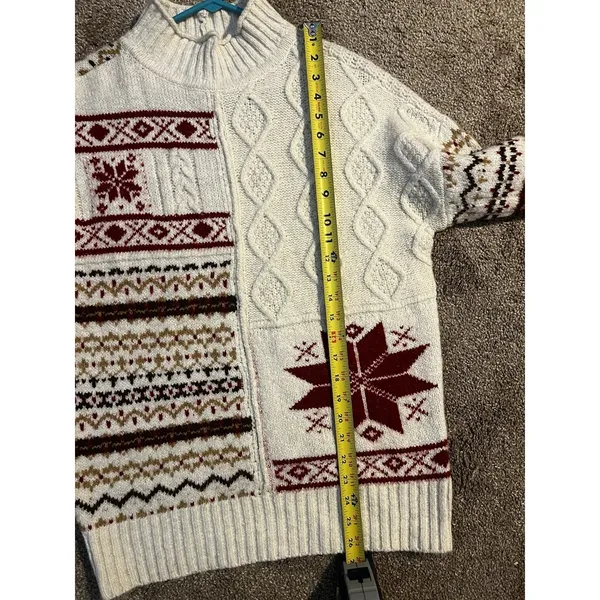 American Eagle AE Mock Neck Jumper Fair Isle Chunky Sweater Size Small S Holiday - Image 6