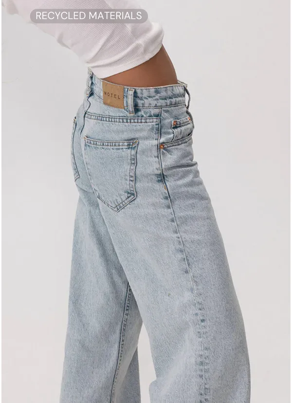 Motel Rocks Low-Rise Parallel Jeans 80s Light Wash Blue - Image 2