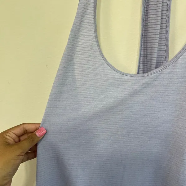 Lululemon Purple Silver Striped Singlet Athletic Tank 10 Women - Image 3