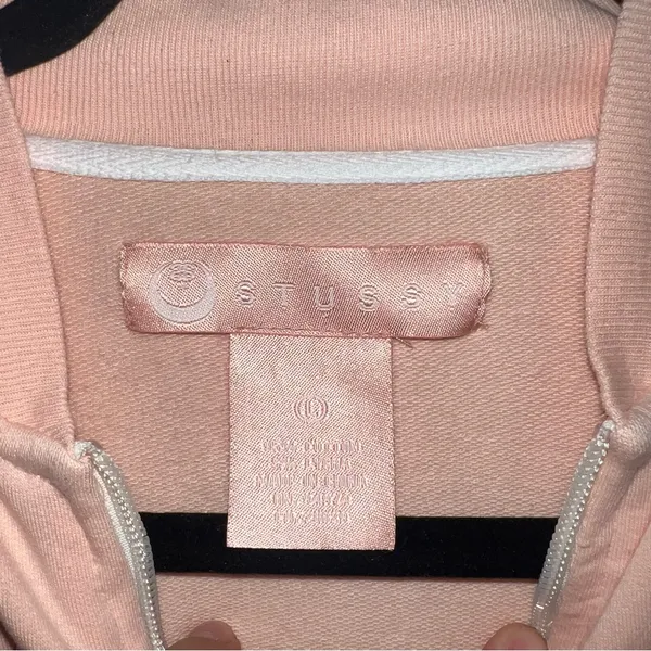 Vintage Stussy Y2K Baby Pink Full Zip Lightweight Jacket Size: Large - Image 5