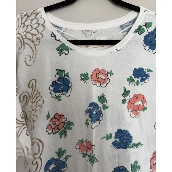 Free People We The Free Nina Boheme Floral Printed Tee Ivory Women's Size Large - Image 3