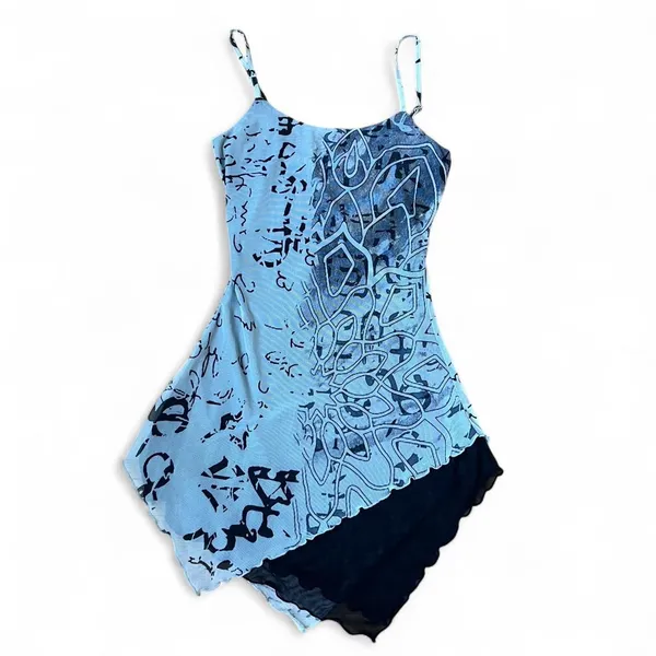 Tiger Mist Black and White Asymmetrical Mini Dress Whimsygoth Animal Print Sz S - Image 3