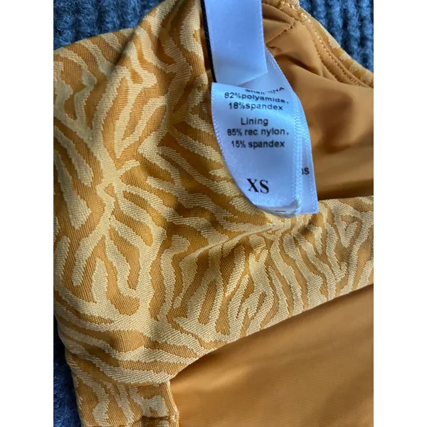 Andie Swim The Rye Top Bikini Topaz Zebra Print AT266-TPZ Boho Mustard Yellow XS - Image 2