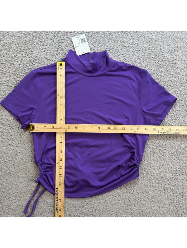 NWT Forever 21 Knit Crop Top Shirt Blouse Womens L Turtle Neck Drawstring Tie - Image 3