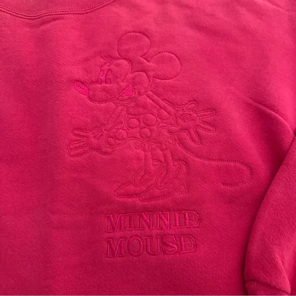 Vintage Disney Pink Embroidered Minnie Mouse Oversized Women’s Sweatshirt - Image 3