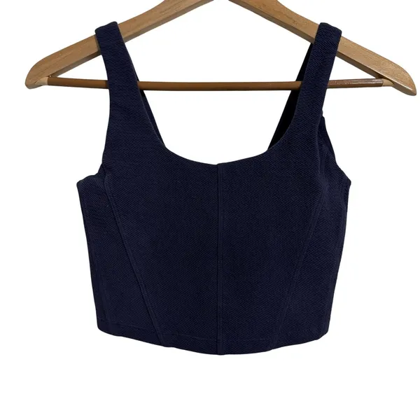 OFFLINE by Aerie Navy Blue Textured Cropped‎ Corset Top XS TP - Image 3