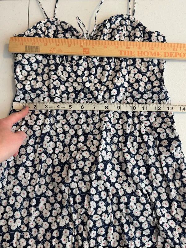 Oh Polly Princess Polly Rowi mini dress blue white‎ ditsy floral print with tie straps 4 - Image 7