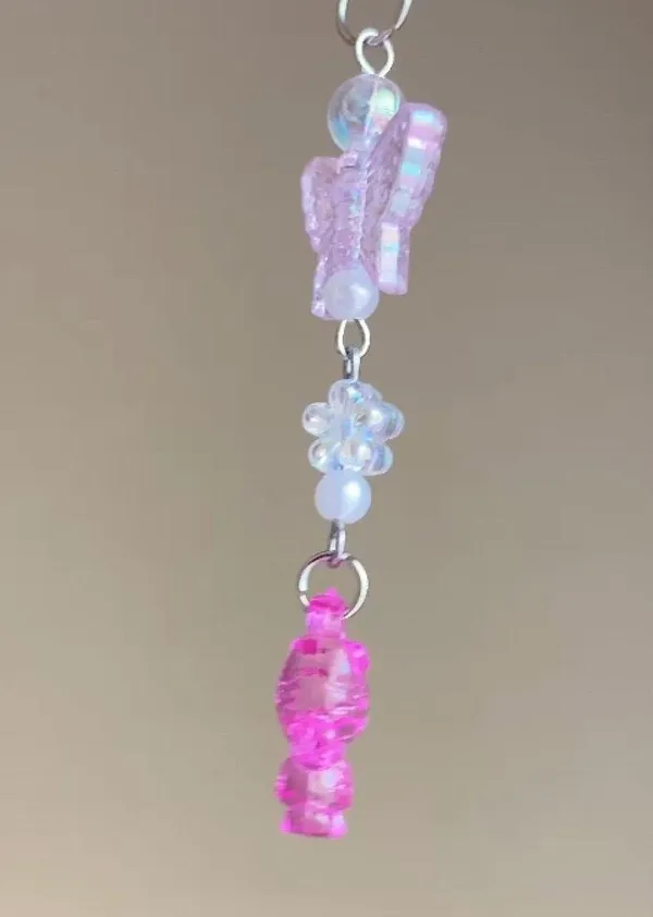 Handmade Kawaii y2k retro heart & butterfly dangle phone strap/bag charm/keychain/display⭐️🌀🍬💕 - Image 4