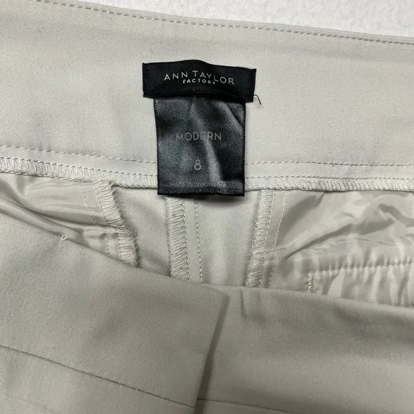 Ann Taylor Woman's Curvy Wide Leg Pant Size 8 Ivory Stretch High Rise - Image 7