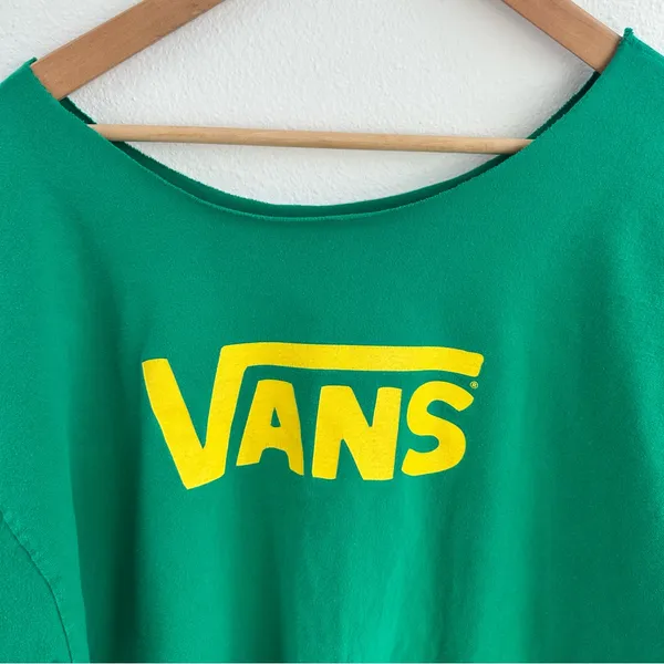 Vans Green Destroyed off the shoulder Tee - Image 3